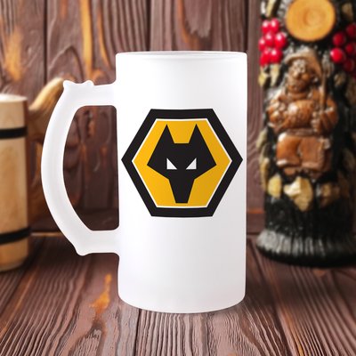 Пивной бокал с логотипом футбольного клуба (Вулверхэмптон Уондерерс) "FC Wolverhampton Wanderers" Б-М-00010 фото