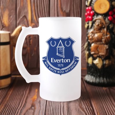 Пивний кухоль футбольного клуба "FC Everton" скляний матовий Б-М-00107 фото